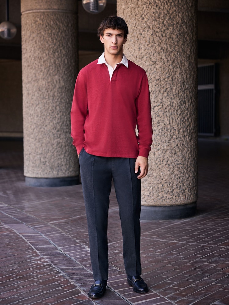ក្រហម - Plain Rugby Shirt - រូបភាព 2 នៃ 7