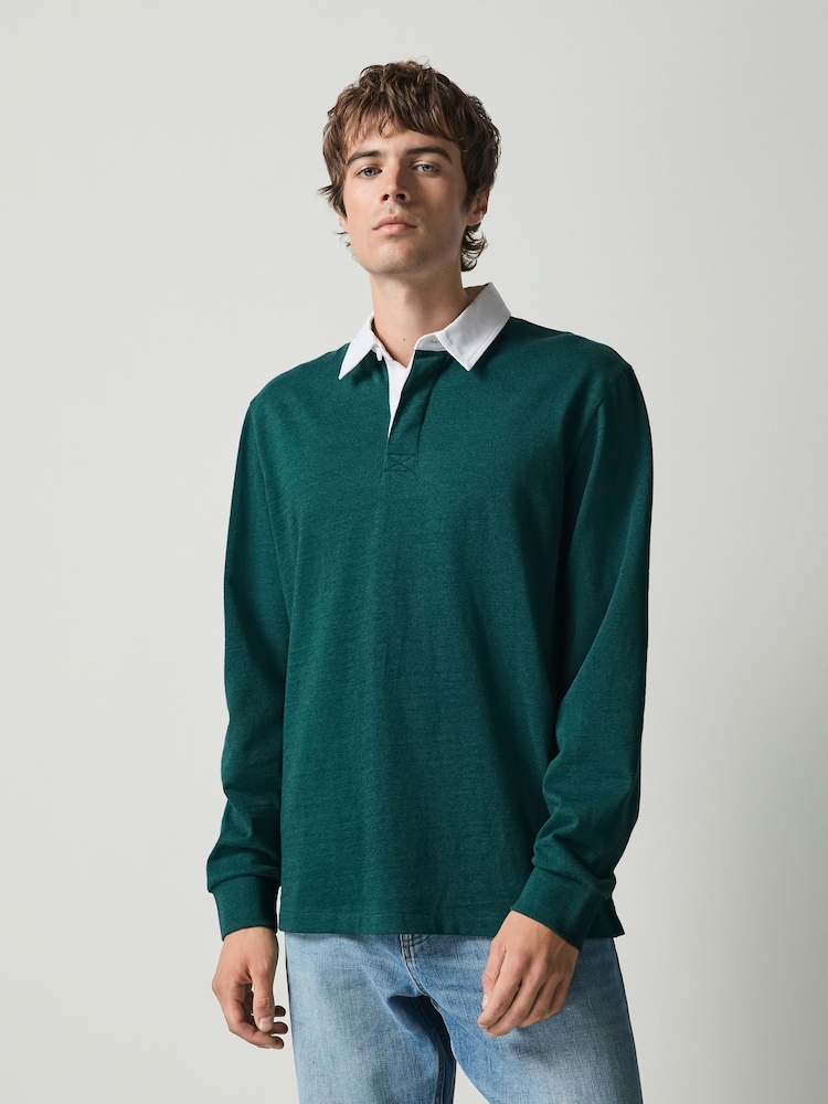 បៃតង - Plain Rugby Shirt - រូបភាព 2 នៃ 7