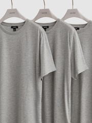 Reiss Grey Melange Bless 3 Pack Cotton Crew-Neck Tailored-Fit T-Shirts 3-Pack - Image 1 of 8