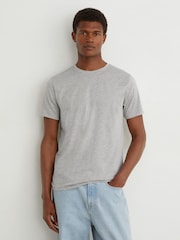 Reiss Grey Melange Bless 3 Pack Cotton Crew-Neck Tailored-Fit T-Shirts 3-Pack - Image 2 of 8