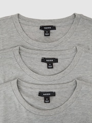 Reiss Grey Melange Bless 3 Pack Cotton Crew-Neck Tailored-Fit T-Shirts 3-Pack - Image 8 of 8