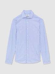 Reiss Soft Blue/White Stripe Volley R-Flex Four-Way Stretch Striped Shirt Slim-Fit - Image 2 of 8