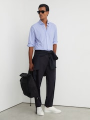 Reiss Soft Blue/White Stripe Volley R-Flex Four-Way Stretch Striped Shirt Slim-Fit - Image 3 of 8