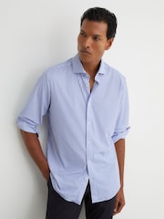 Reiss Soft Blue/White Stripe Volley R-Flex Four-Way Stretch Striped Shirt Slim-Fit - Image 6 of 8
