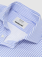 Reiss Soft Blue/White Stripe Volley R-Flex Four-Way Stretch Striped Shirt Slim-Fit - Image 8 of 8