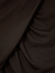 Reiss Chocolate Brown Wanda Ruched High-Neck Top - Image 6 of 6