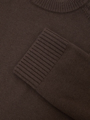 Reiss Mocha Brown Riley Wool-Cashmere Crew-Neck Raglan Jumper - Image 7 of 7