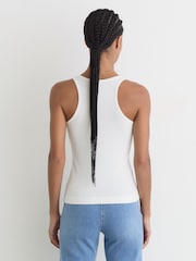 Reiss White Bella Stretch-Cotton Hardware-Detail Vest - Image 5 of 6