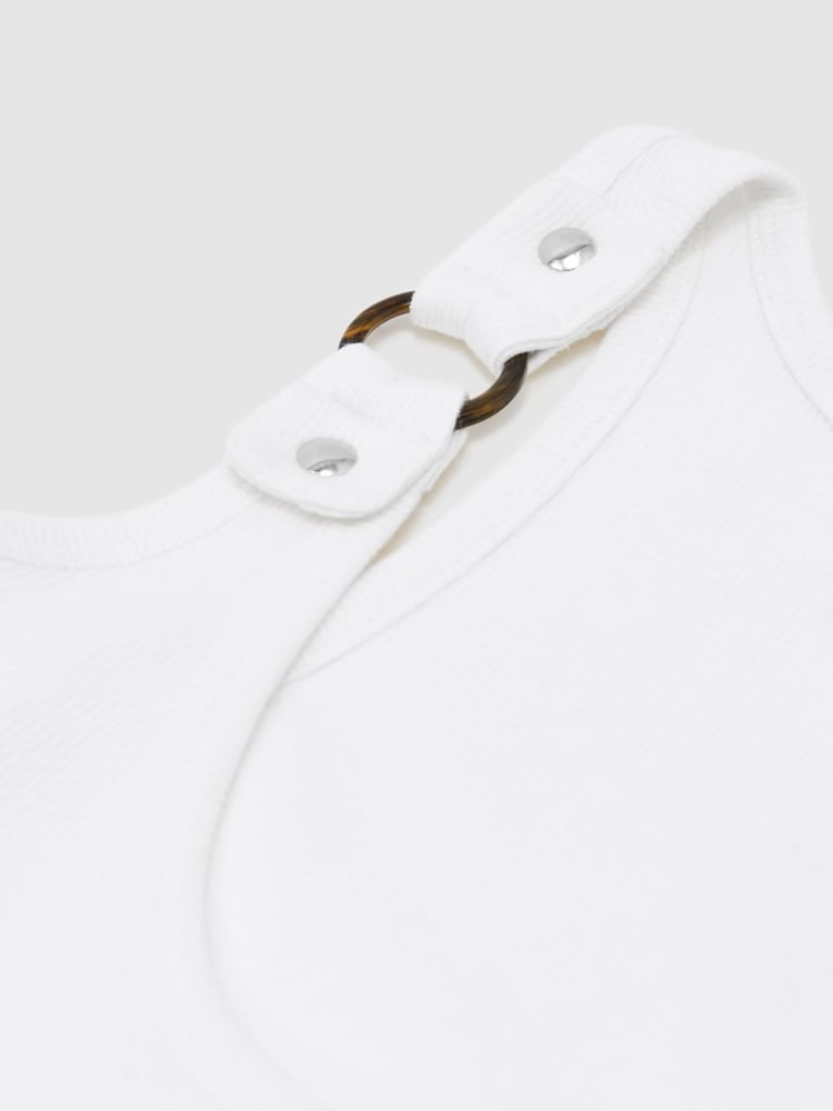 Reiss White Bella Stretch-Cotton Hardware-Detail Vest - Image 6 of 6 Reiss White Bella Stretch-Cotton Hardware-Detail Vest - Image 6 of 6