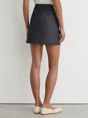 Reiss Dark Blue Skylar Button-Detail Denim Mini Skirt - Image 6 of 7