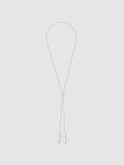 Reiss Silver Tone Tova Sculpted Drop Lariat Necklace - Image 2 of 3
