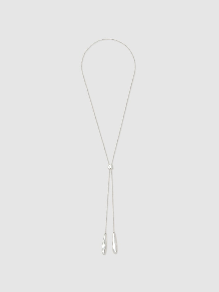 Reiss Silver Tone Tova Sculpted Drop Lariat Necklace - Image 2 of 3 Reiss Silver Tone Tova Sculpted Drop Lariat Necklace - Image 2 of 3