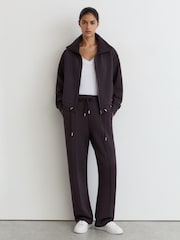 Reiss Grape Burgundy Laurrie Premium Interlock Zip-Front Sweatshirt - Image 1 of 7