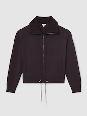 Reiss Grape Burgundy Laurrie Premium Interlock Zip-Front Sweatshirt - Image 2 of 7