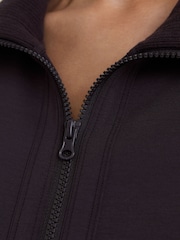 Reiss Grape Burgundy Laurrie Premium Interlock Zip-Front Sweatshirt - Image 4 of 7