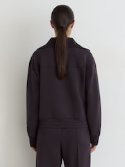 Reiss Grape Burgundy Laurrie Premium Interlock Zip-Front Sweatshirt - Image 5 of 7