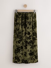 Verde oliva - Floral Devore Midi Skirt - Imagen 1 de 3