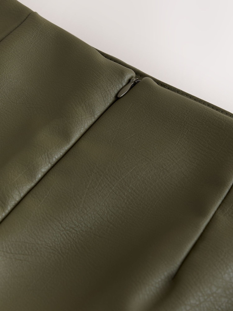 Olive Green Faux Leather Mini Skirt - Image 7 of 7