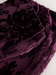 Burgundy Red Floral Devore Midi Skirt - Image 2 of 3