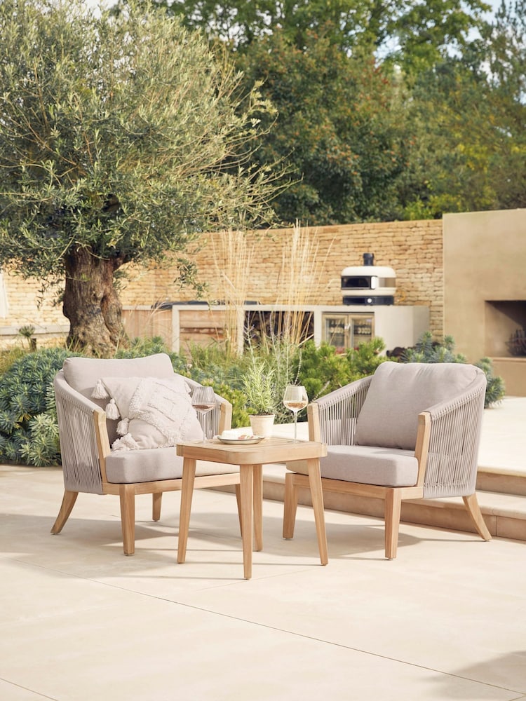 Cox & Cox Grey Calabria Garden Bistro Set - Image 1 of 6 Cox & Cox Grey Calabria Garden Bistro Set - Image 1 of 6