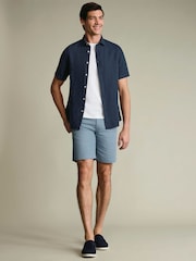 Charles Tyrwhitt Blue Cotton Linen Shorts - Image 3 of 5