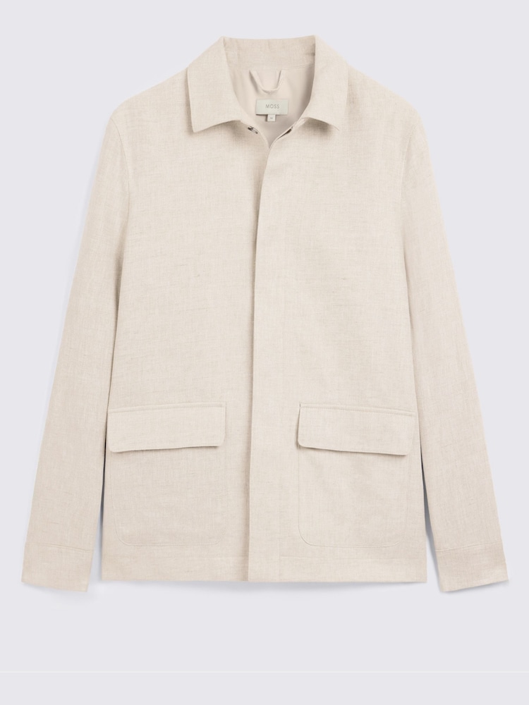 MOSS Cream Twill Linen And Cotton Field Jacket - Image 5 of 5