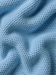 כחול  - Charles Tyrwhitt סוודר כותנה במרקם כוורת עם רוכסן בצווארון - תמונה 6 מתוך 6