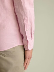 Charles Tyrwhitt Light Pink Plain Pure Linen Shorts Sleeve Shirt - Image 2 of 5