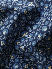 Charles Tyrwhitt Blue Shorts Sleeve Printed Stretch Washed Poplin Shirt - Image 4 of 4