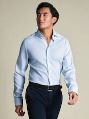 Charles Tyrwhitt Blue Non-Iron Performance Twill Check Shirt - Image 1 of 7