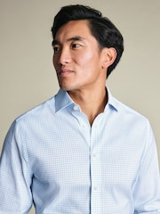 Charles Tyrwhitt Blue Non-Iron Performance Twill Check Shirt - Image 3 of 7