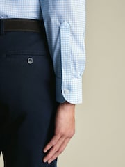 Charles Tyrwhitt Blue Non-Iron Performance Twill Check Shirt - Image 4 of 7