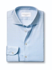 Charles Tyrwhitt Blue Non-Iron Performance Twill Check Shirt - Image 5 of 7