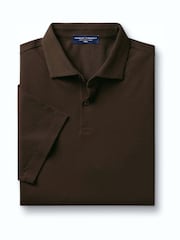 Charles Tyrwhitt Brown Shorts Sleeve Cotton Stretch Smart Pique Polo Shirt - Image 4 of 6