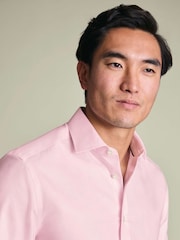 Charles Tyrwhitt Pink Non-Iron Cotton Linen Shirt - Image 3 of 7