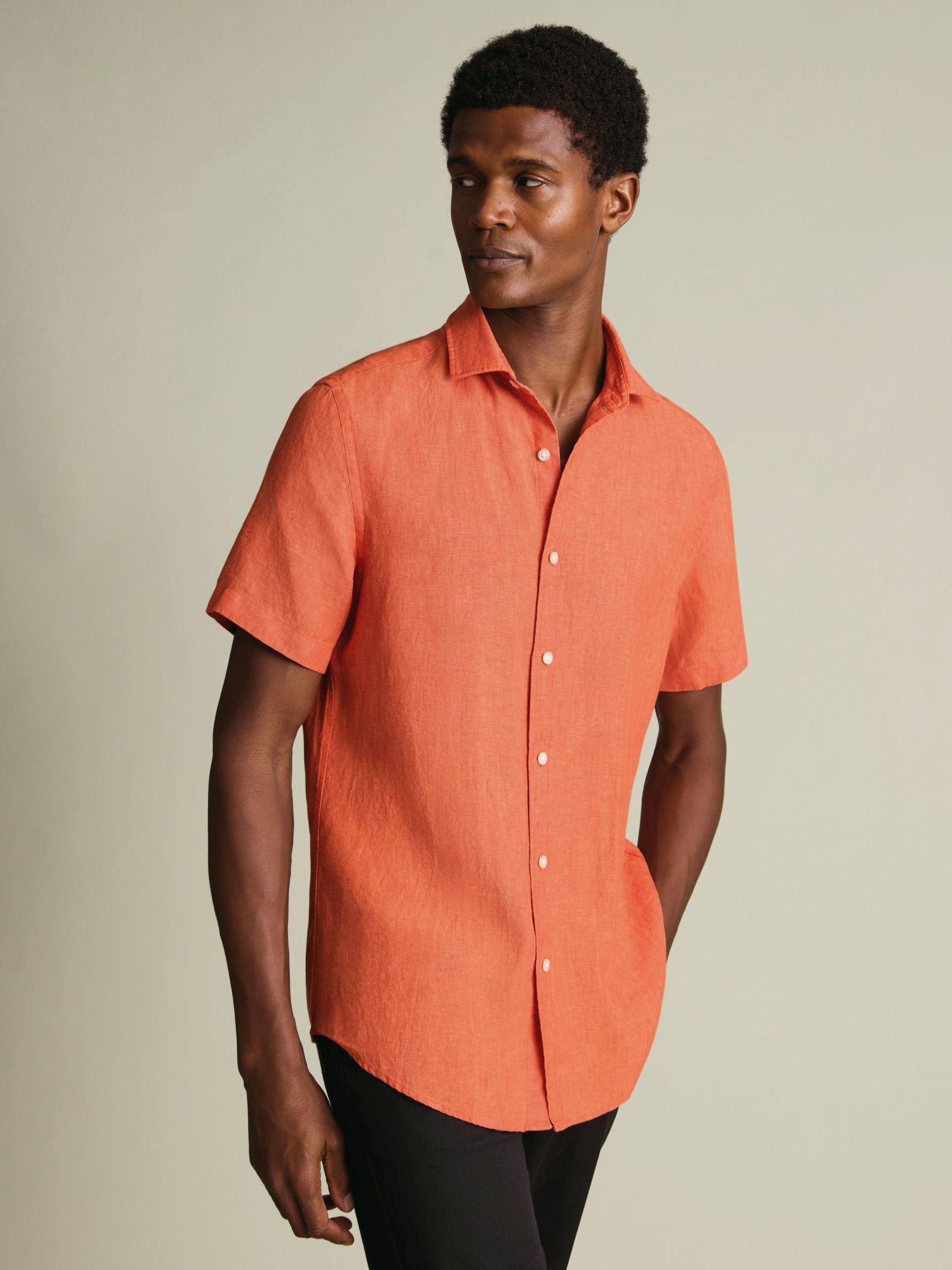 men's orange short sleeve dress shirt The Seaside Spritz - Short Sleeve Shirt