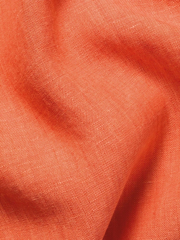 Charles Tyrwhitt Orange Plain Pure Linen Shorts Sleeve Shirt - Image 3 of 3