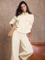 Mint Velvet Yellow Ankle Wide Leg Jeans - Image 5 of 7