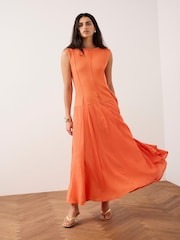 Mint Velvet Orange Cotton Blend Midi Dress - Image 3 of 7