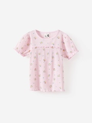 Cotton On Pink Posie Short Sleeve Babydoll Top - Image 1 of 3