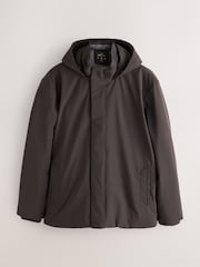Brown Showerproof Hooded Coat With Brushed Lining - Image 1 of 4