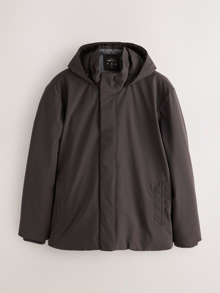 Brown Showerproof Hooded Coat With Brushed Lining - Image 1 of 4