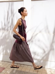 Hush Red Ivy Pleated Stripe Midi Skirt - Image 2 of 7