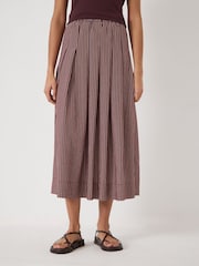 Hush Red Ivy Pleated Stripe Midi Skirt - Image 3 of 7