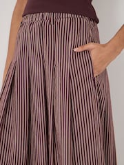 Hush Red Ivy Pleated Stripe Midi Skirt - Image 6 of 7