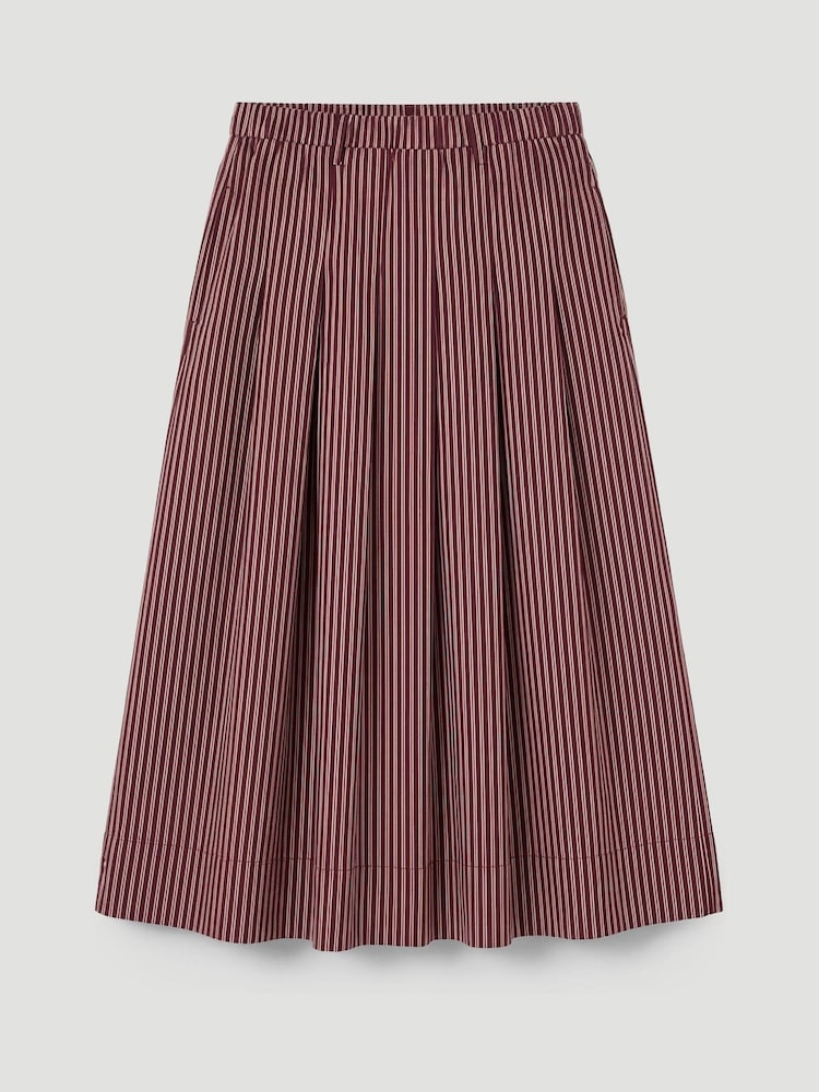 Hush Red Ivy Pleated Stripe Midi Skirt - Image 7 of 7