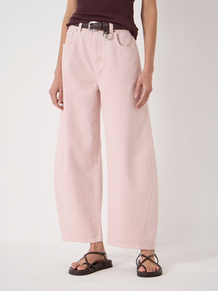 Hush Pink Cropped Bree Horseshoe Barrel Leg Jeans - Image 1 of 6 Hush Pink Cropped Bree Horseshoe Barrel Leg Jeans - Image 1 of 6