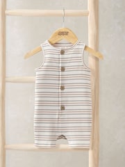 Mamas & Papas Cream Ribbed Shortie Romper - Image 1 of 1