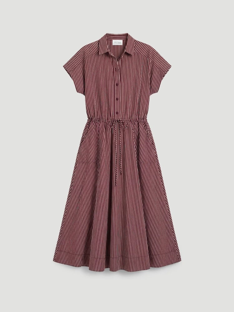 Hush Red Mira Short Sleeve Hanky Hem Midi Dress - Image 5 of 5