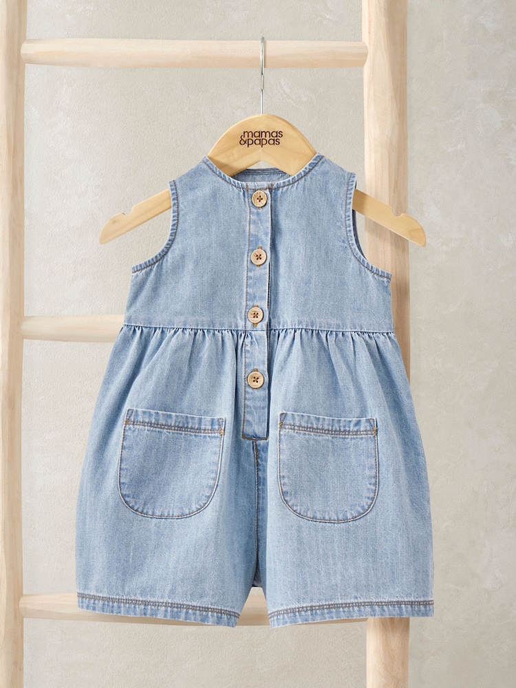 Mamas & Papas Blue Chambray Romper - Image 1 of 1 Mamas & Papas Blue Chambray Romper - Image 1 of 1